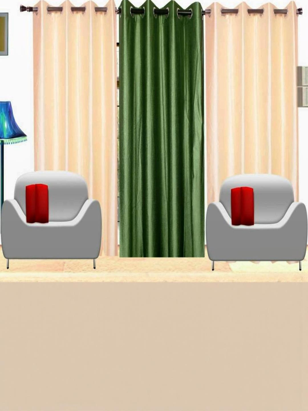 270 cm (9 ft) Polyester Semi Transparent Long Door Curtain (Pack Of 3) (Plain, Multicolor)