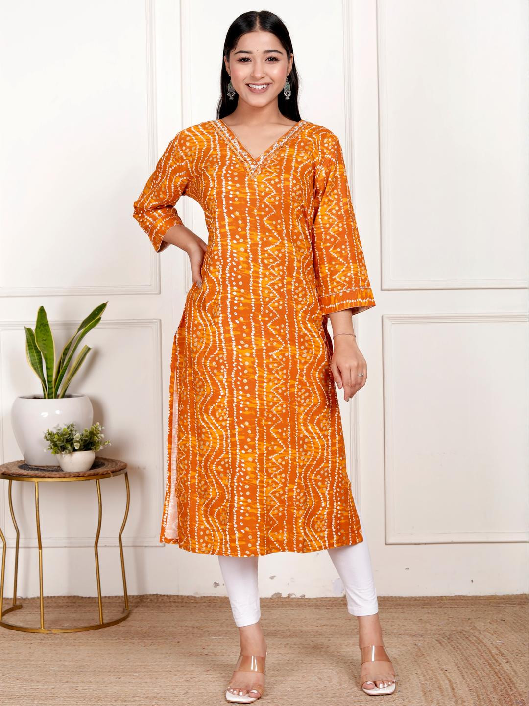 KALINI Women Orange Kurtis