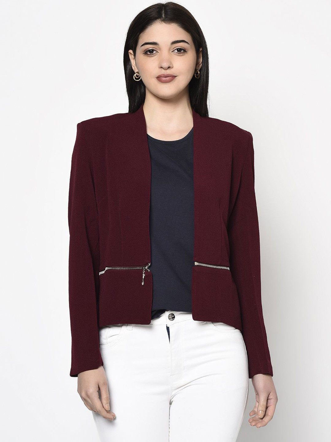 Miss Grace Synthetic Crop Tailored Jacket
