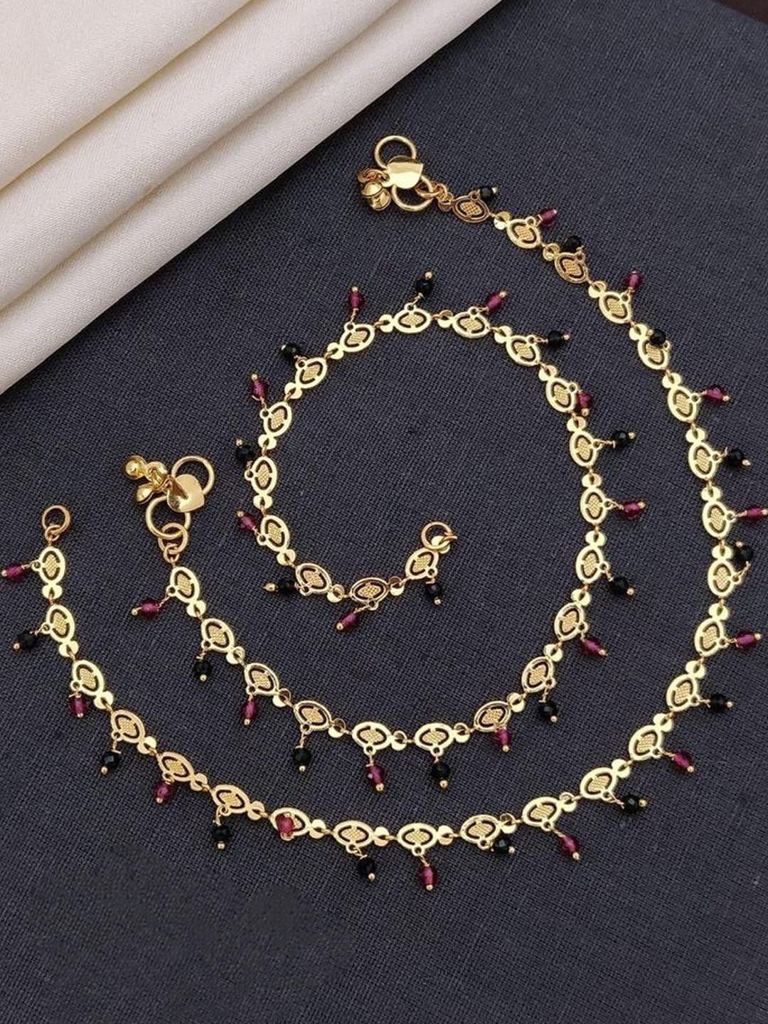 ReNi Gold-Plated Artificial Stones and Beaded Anklet