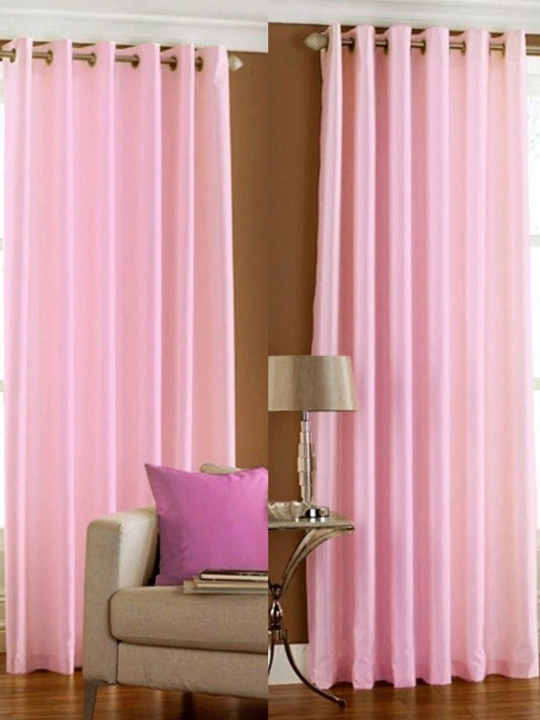 274 cm (9 ft) Polyester Semi Transparent Long Door Curtain (Pack Of 4) (Solid, LightPink)