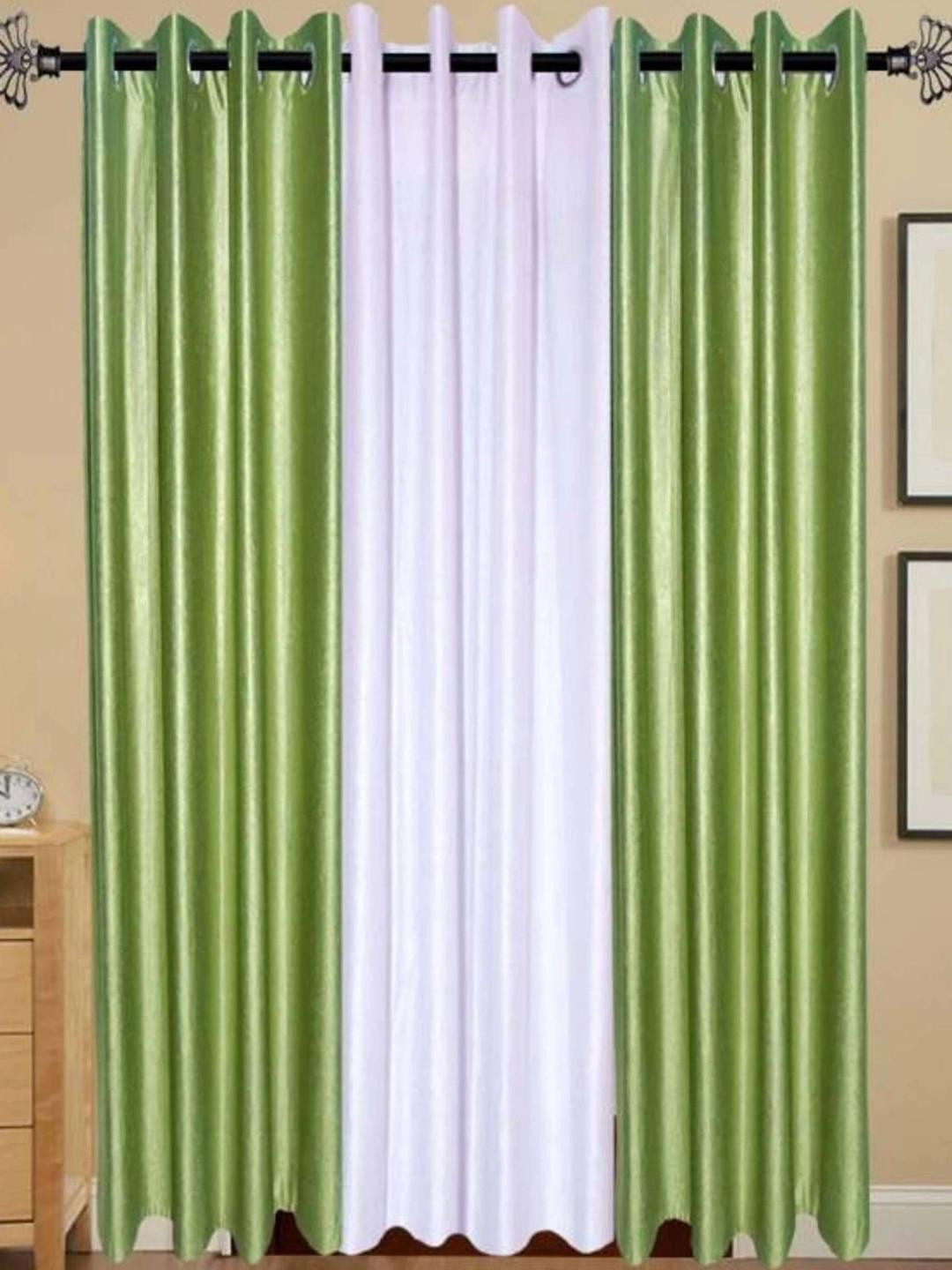 213 cm (7 ft) Polyester Semi Transparent Door Curtain (Pack Of 3) (Plain, Multicolor)