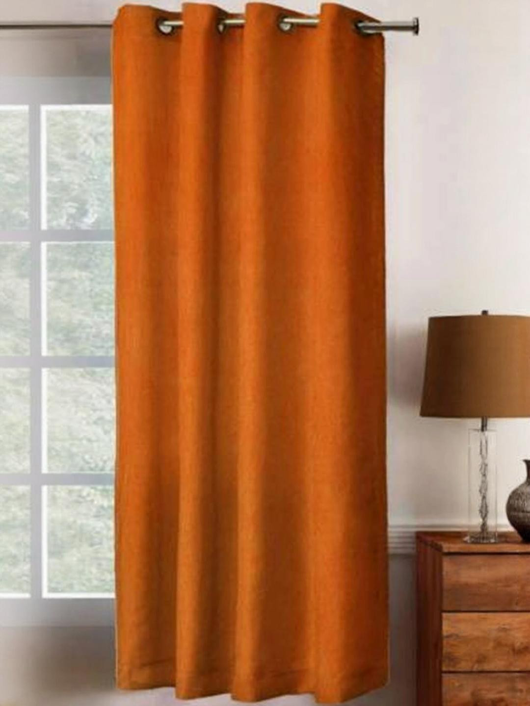 151 cm (5 ft) Polyester Semi Transparent Window Curtain Single Curtain (Solid, Orange)