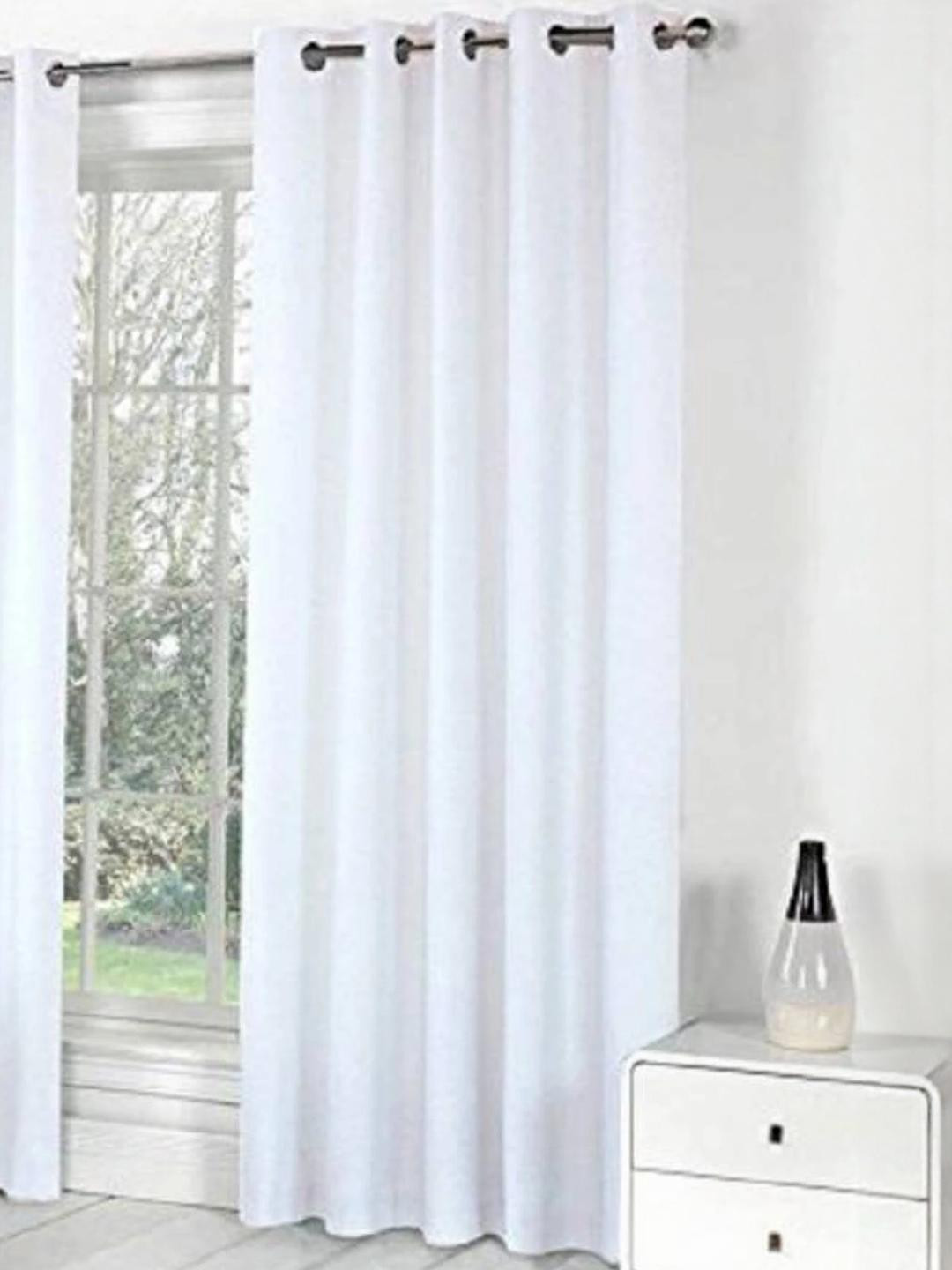 213 cm (7 ft) Polyester Semi Transparent Door Curtain (Pack Of 2) (Plain, White)