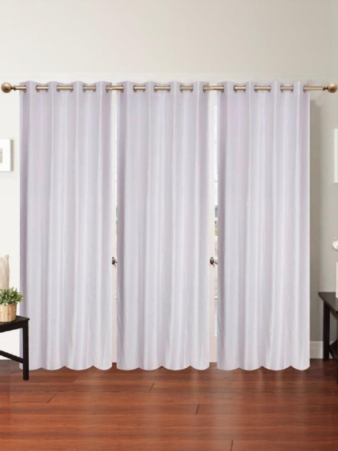 213 cm (7 ft) Polyester Semi Transparent Door Curtain (Pack Of 3) (Plain, White)