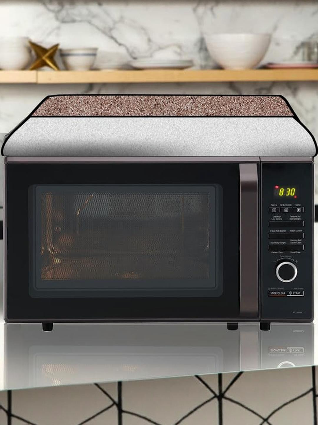 The Furnishing Tree PVC Waterproof Microwave Oven Cover Compatible for LG 20 L Solo MS2043DB Sand P