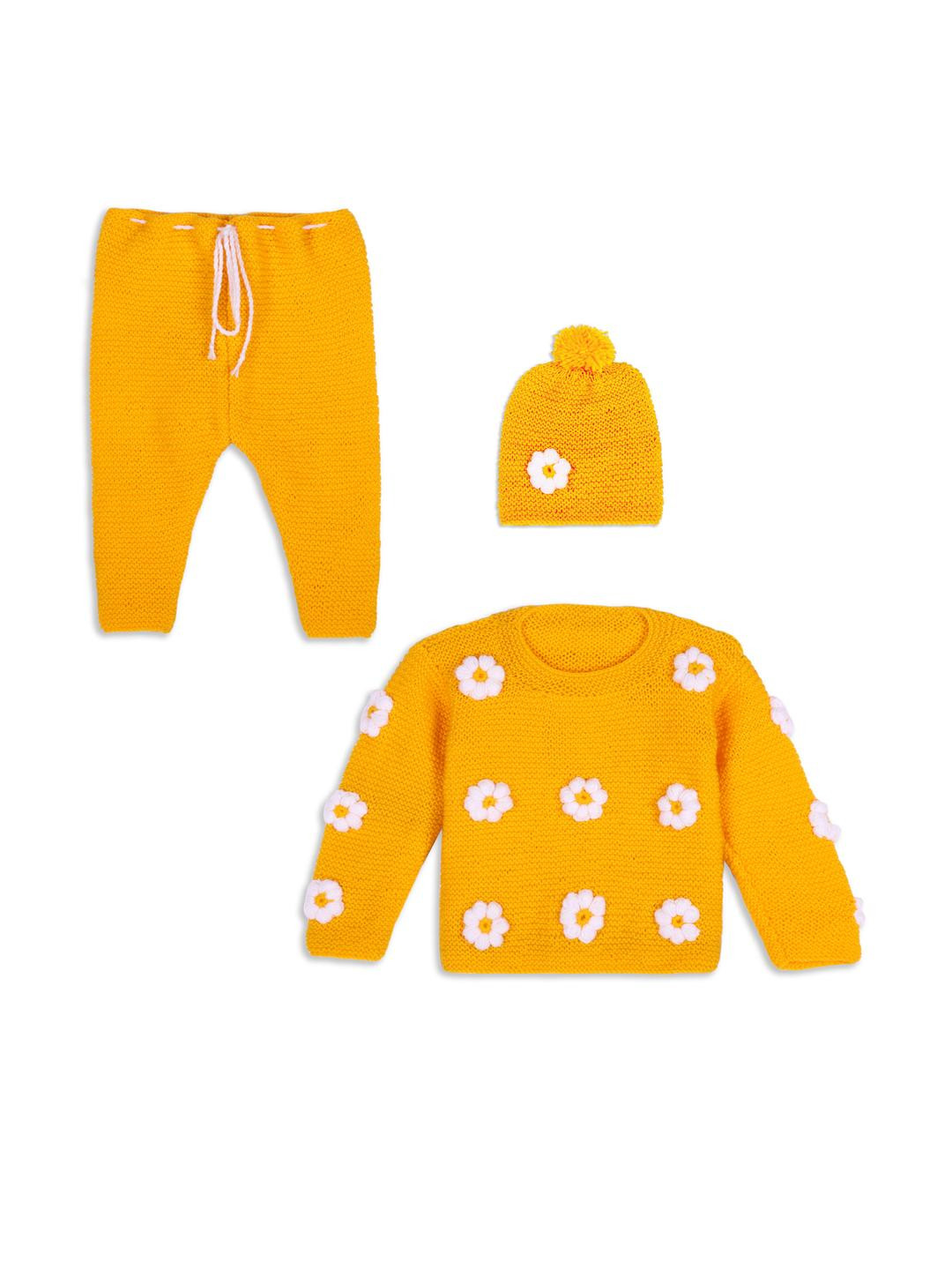 fandom collection Baby Mustard & White Knitted Winter Clothing Set