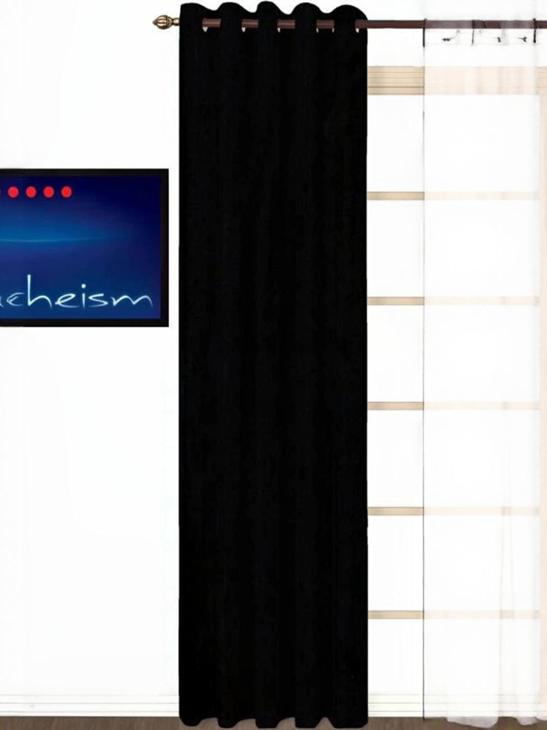 270 cm (9 ft) Polyester Semi Transparent Long Door Curtain Single Curtain (Solid, Black)