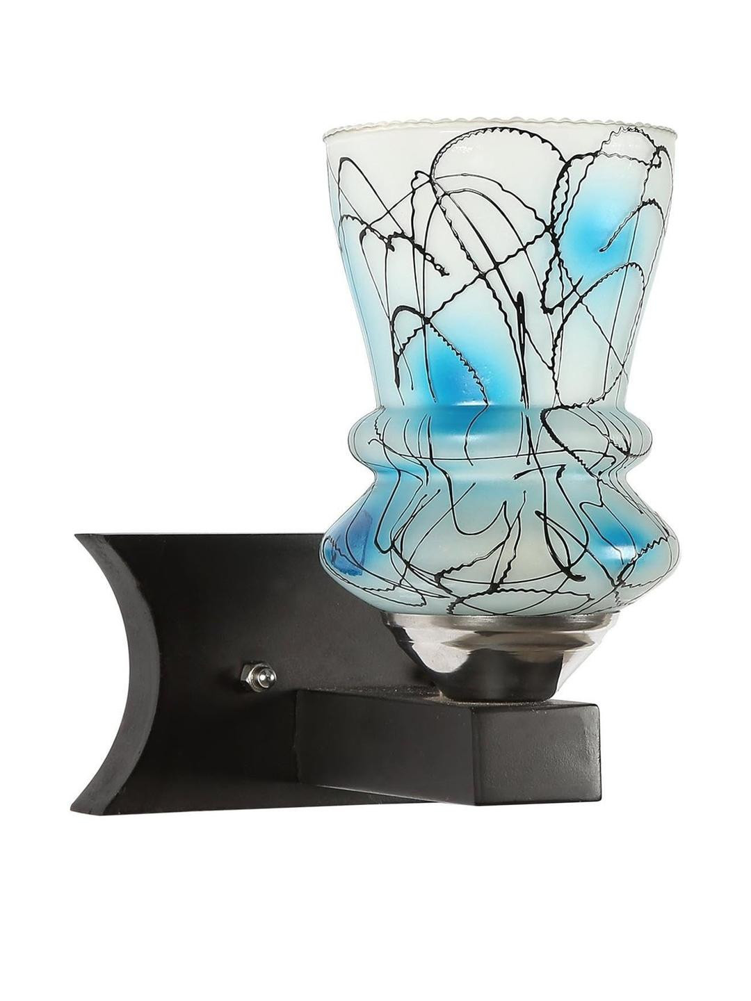 Somil Premium Designer Glass Wall / Night Lamp  Elegant & Stylish Dcor Accent for Modern Interiors, color- Blue, White, Black, Size:- 17.5 X 25 X 25.5 CM