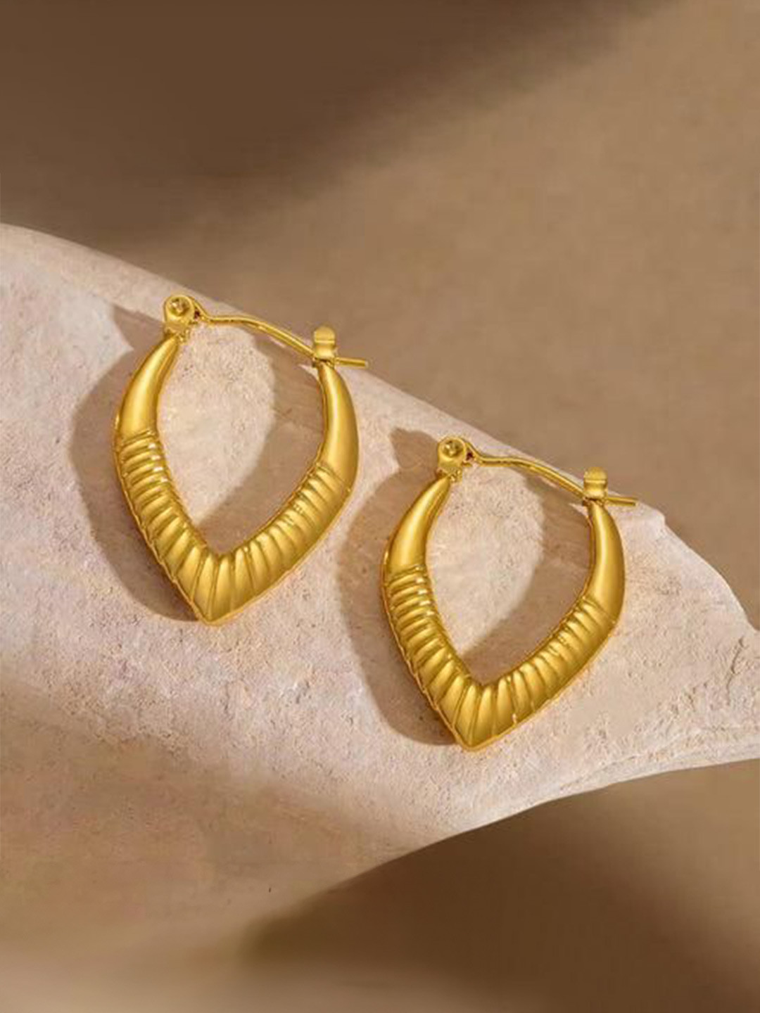 THEPANDASTOREE Women Waterproof Geometric Gold Plated Hoops