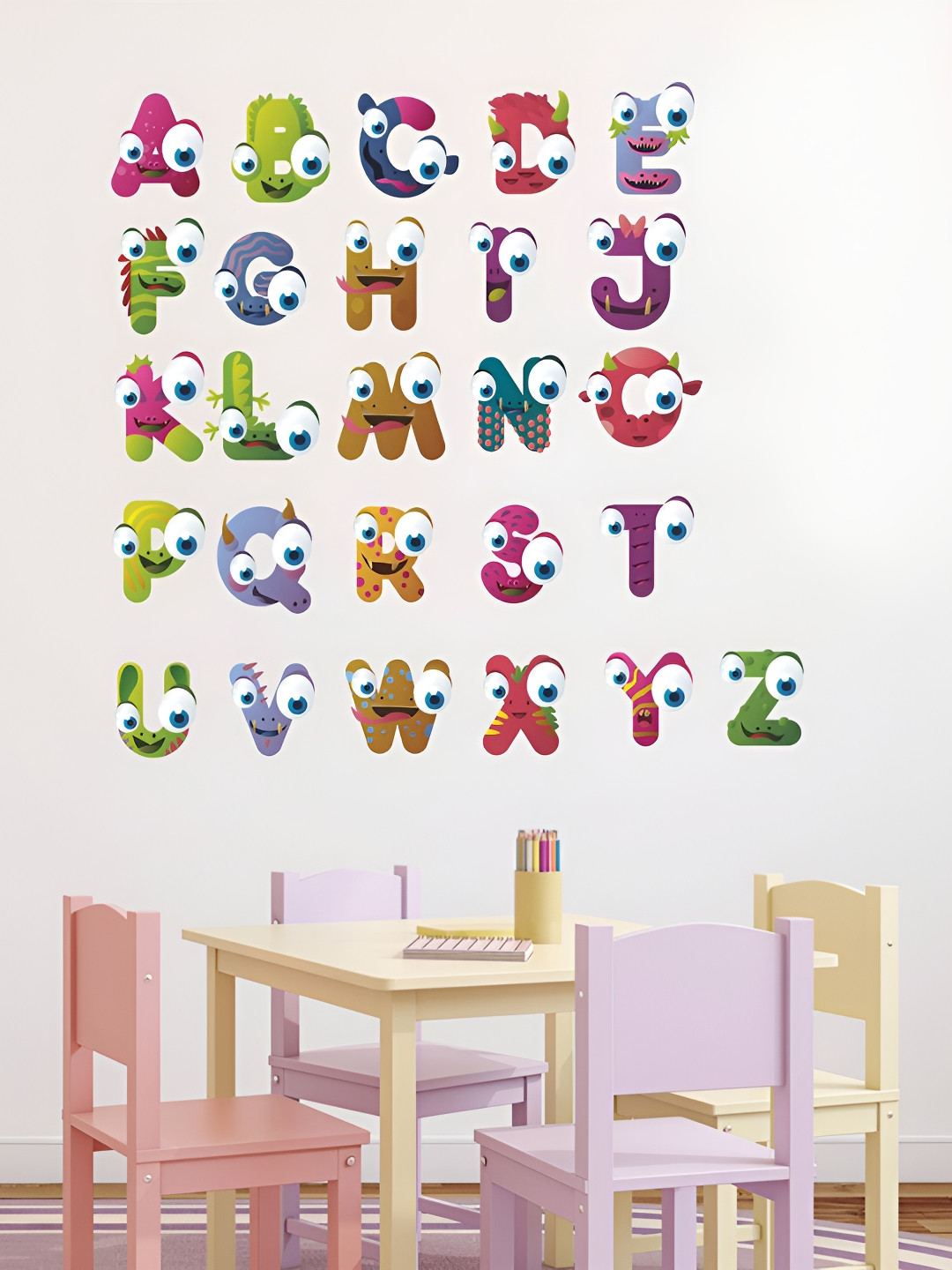 LANSTICK Red & Purple Alphabet Wall Sticker