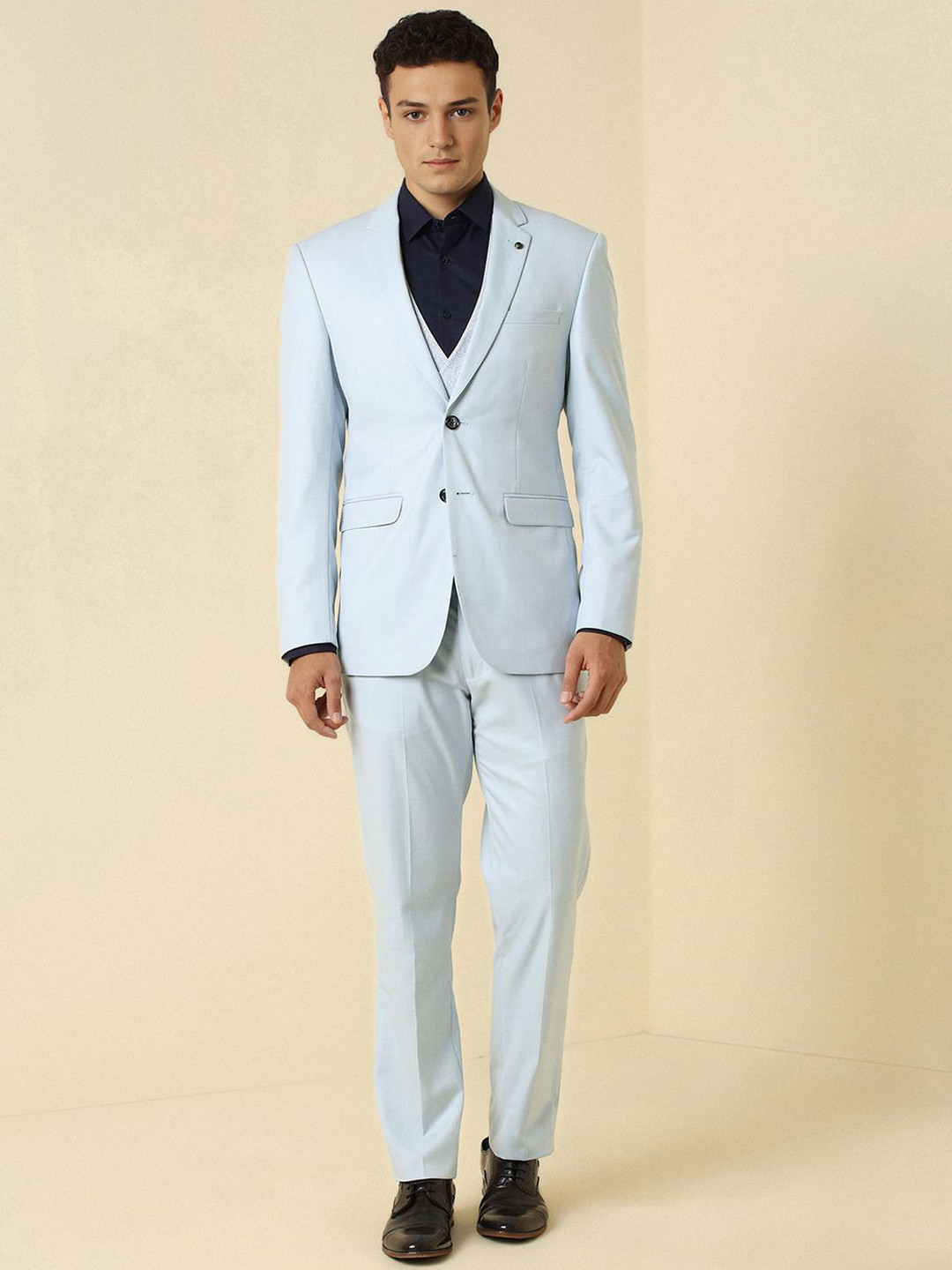 Allen Solly Men Textured Three Piece Suit