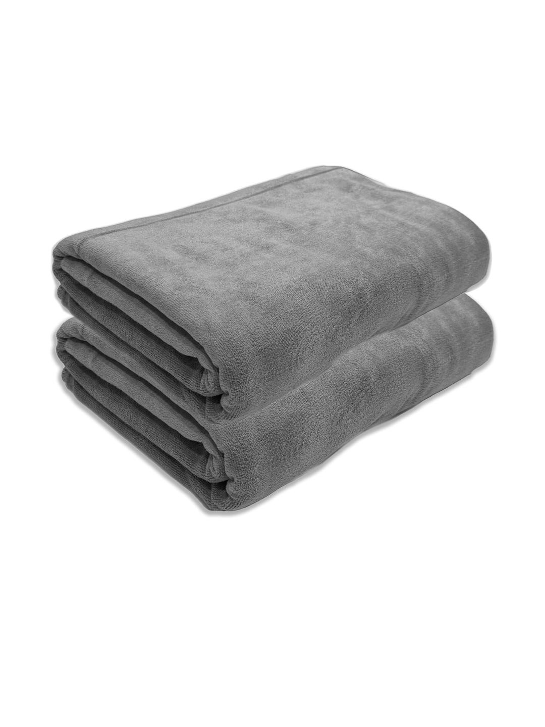 Black Gold Pack of 2 Grey Microfiber Bath Towel
