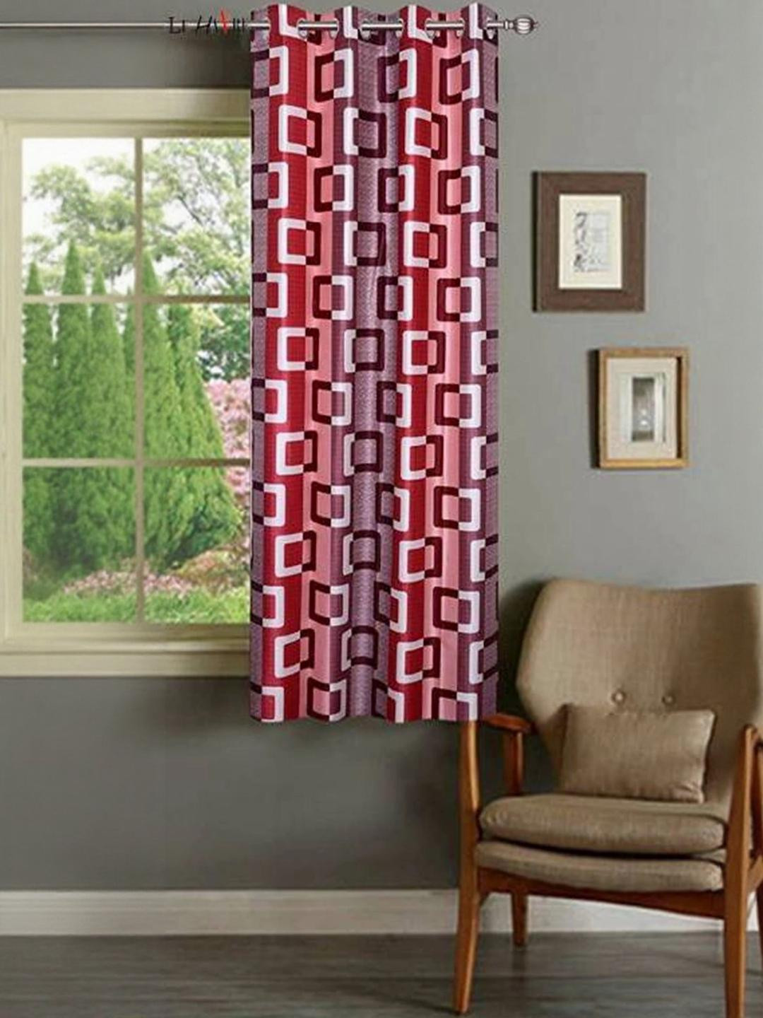 151 cm (5 ft) Polyester Semi Transparent Window Curtain Single Curtain (Abstract, Maroon)