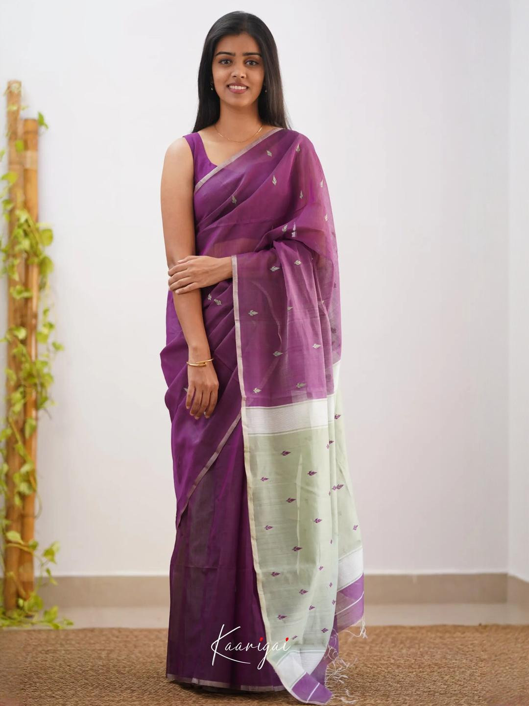 SHOPONBIT Women Wine & Parrot Poly Silk Saree