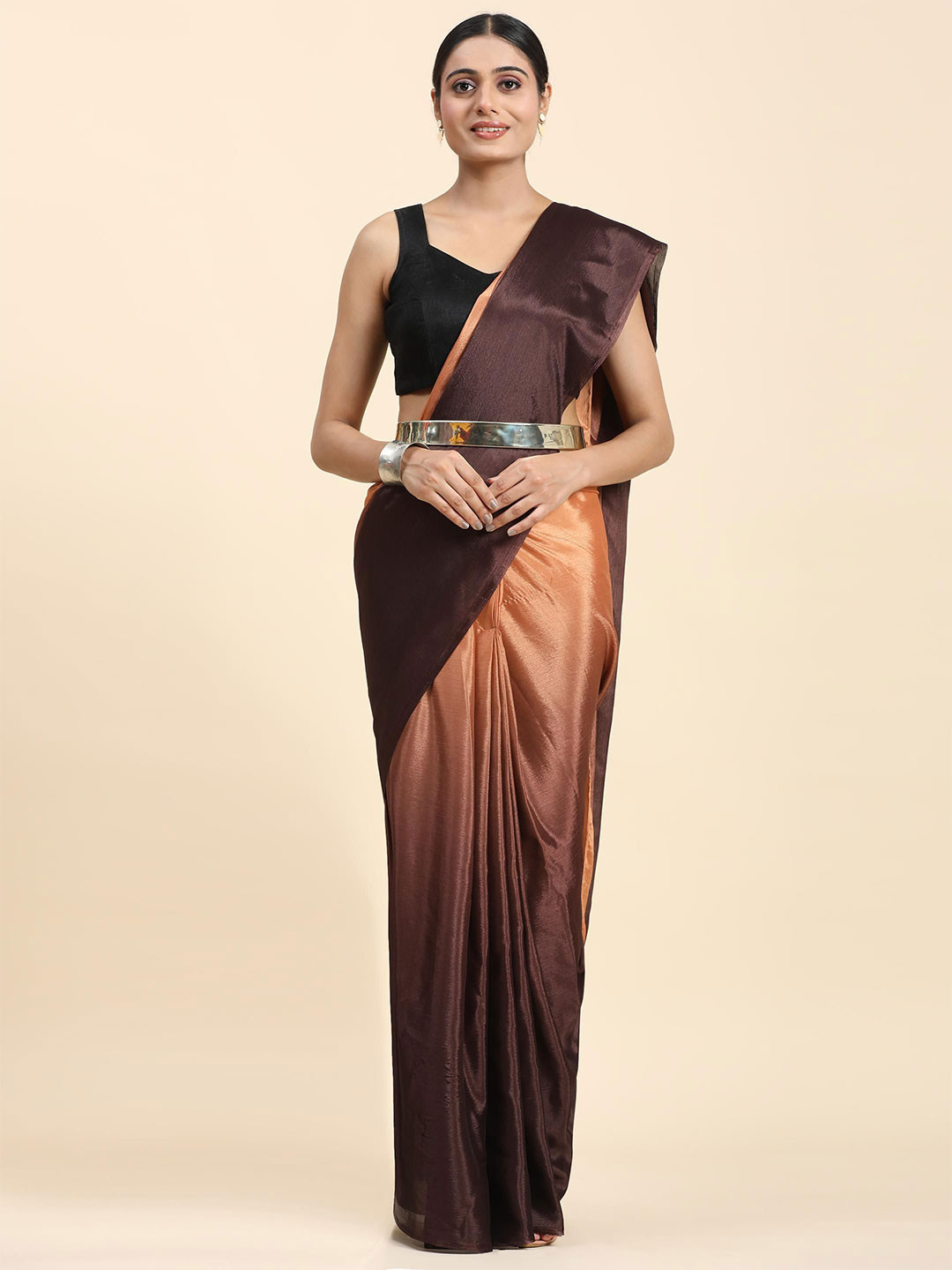 Suha Ombre Dyed Satin Saree With Elegant Solid Pattern