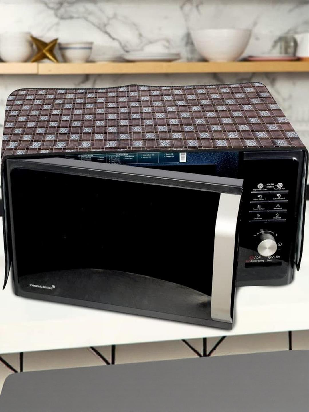 The Furnishing Tree Waterproof & Dustproof PVC Microwave Oven Top Cover with 6 Utility Pockets Bask