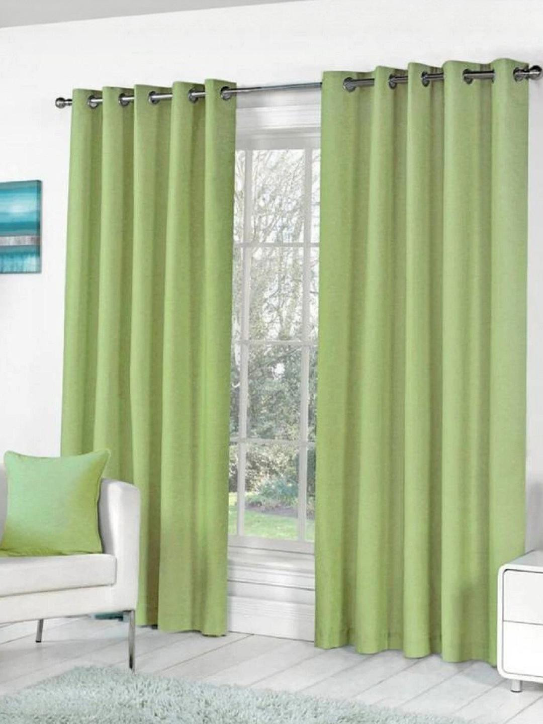 213 cm (7 ft) Polyester Semi Transparent Door Curtain (Pack Of 2) (Solid, Light Green)
