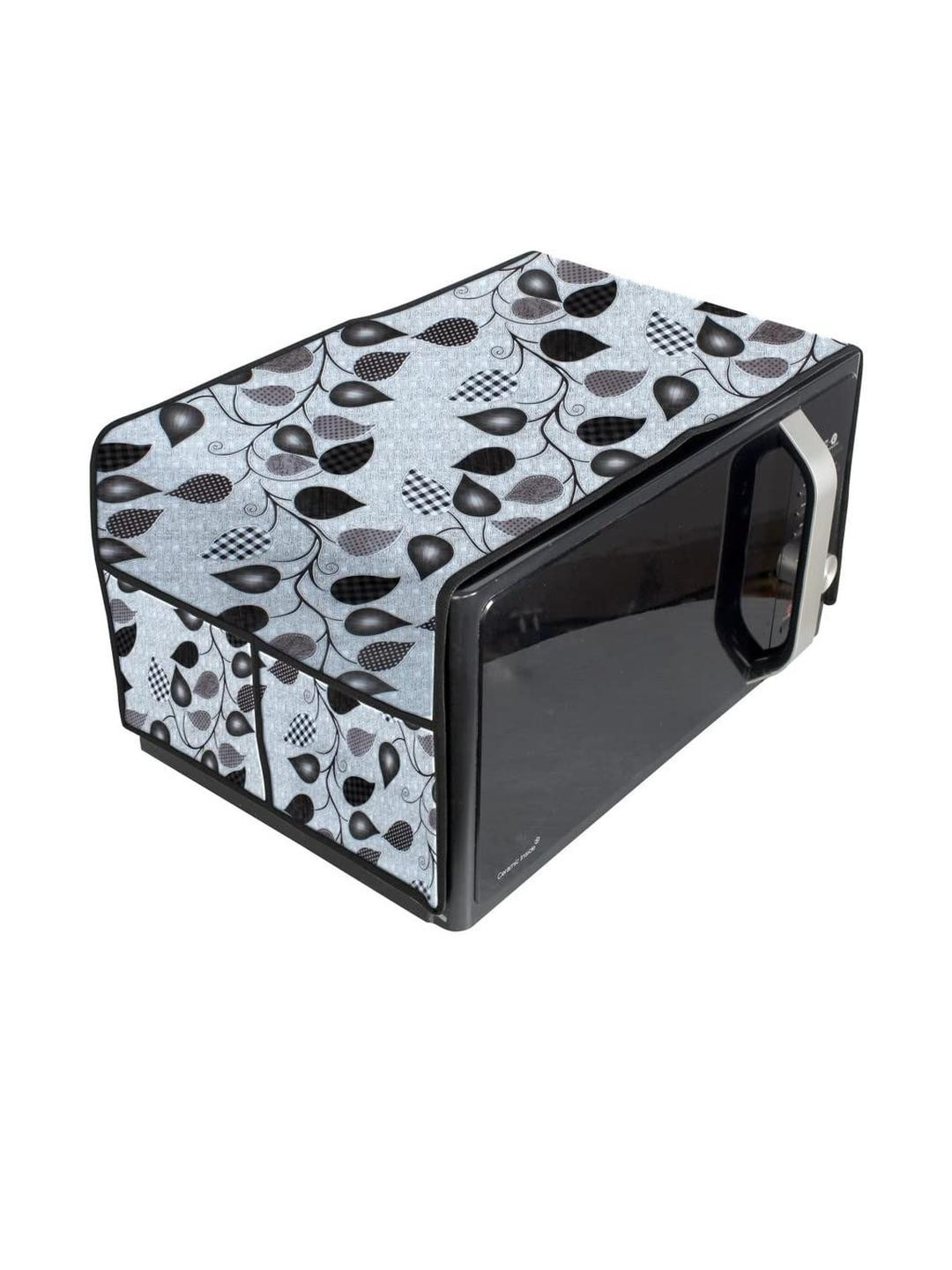 Waterproof & Dustproof PVC Microwave Oven Top Cover with 4 Utility Pockets Peta