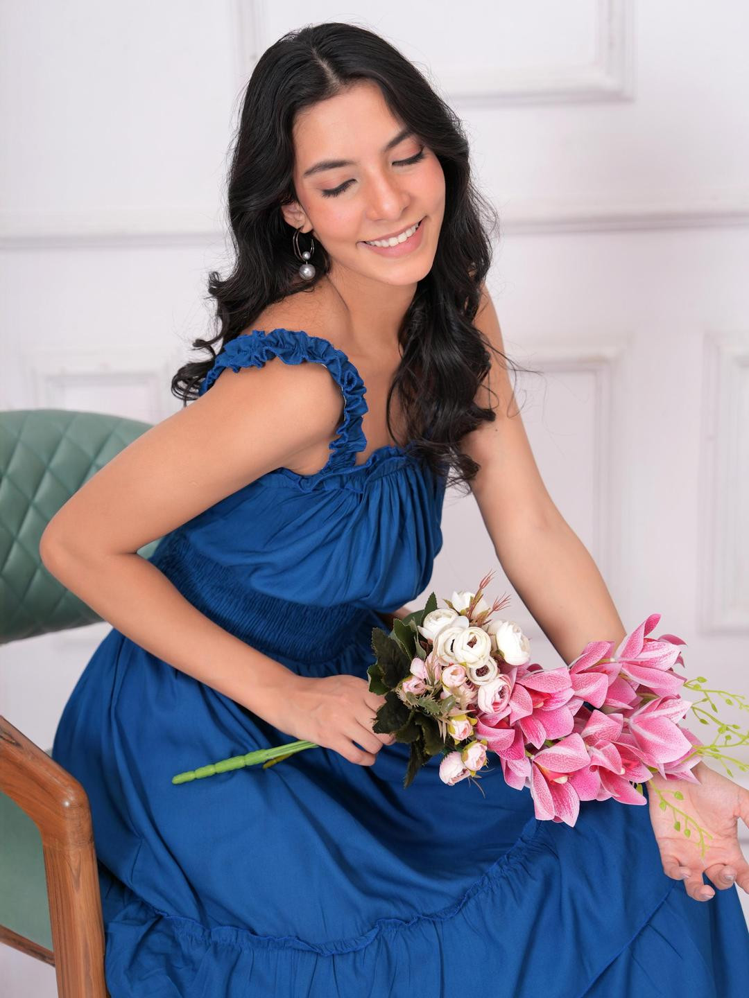 Jyoti Adults-Women Turquoise Blue Dresses