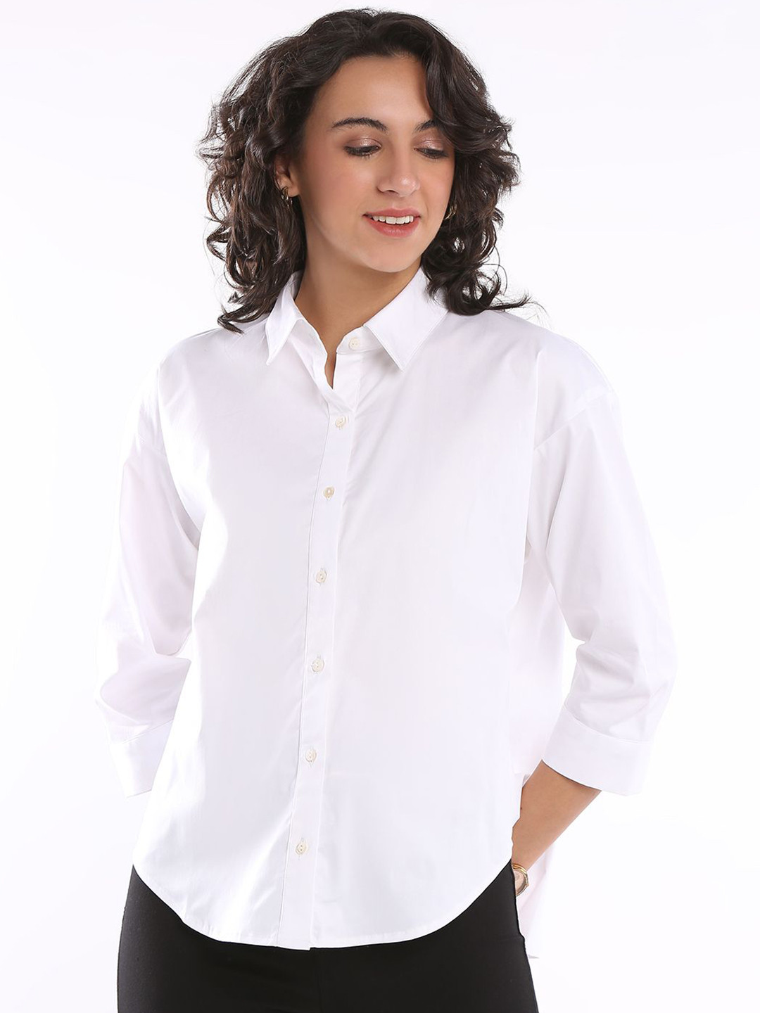 Gazillion Edgy Drop-Shoulder Sleeves Pleats Cotton Relaxed Fit Formal Shirt