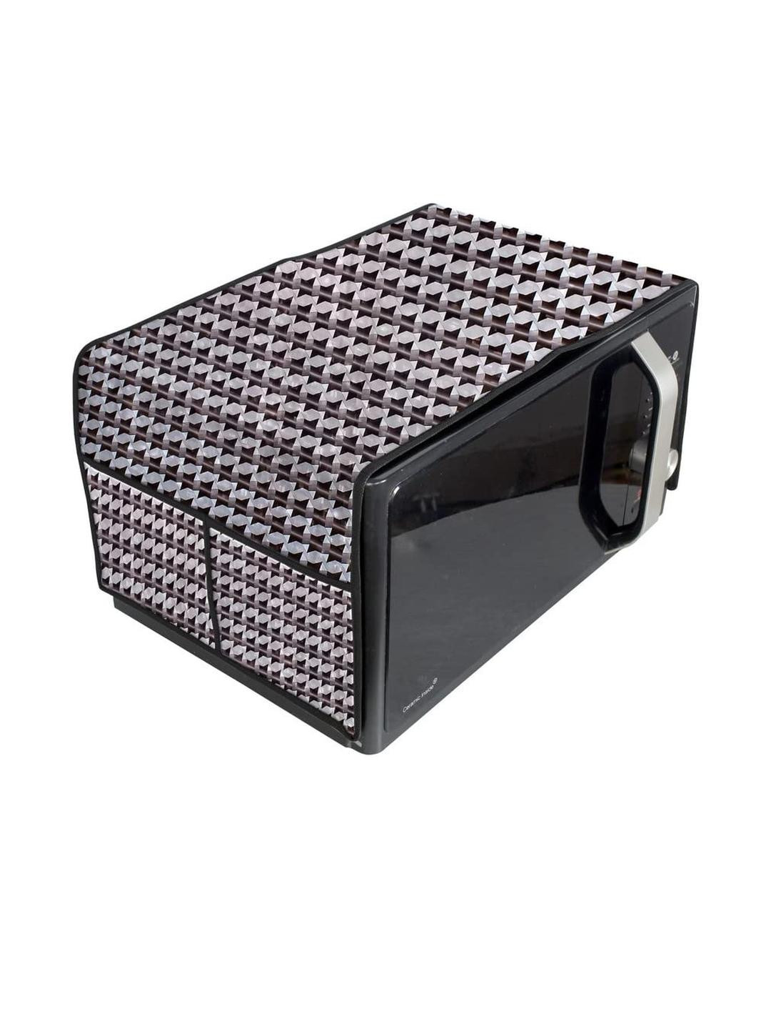 The Furnishing Tree Waterproof and Dustproof PVC Microwave Oven Top Cover with 4 Utility Pockets Sy