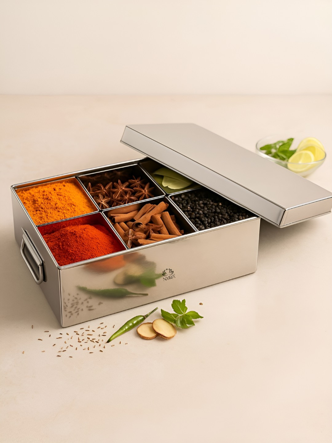 Nyra Kitchenware Steel Stainless Steel Dishwasher Safe Box Container With lid