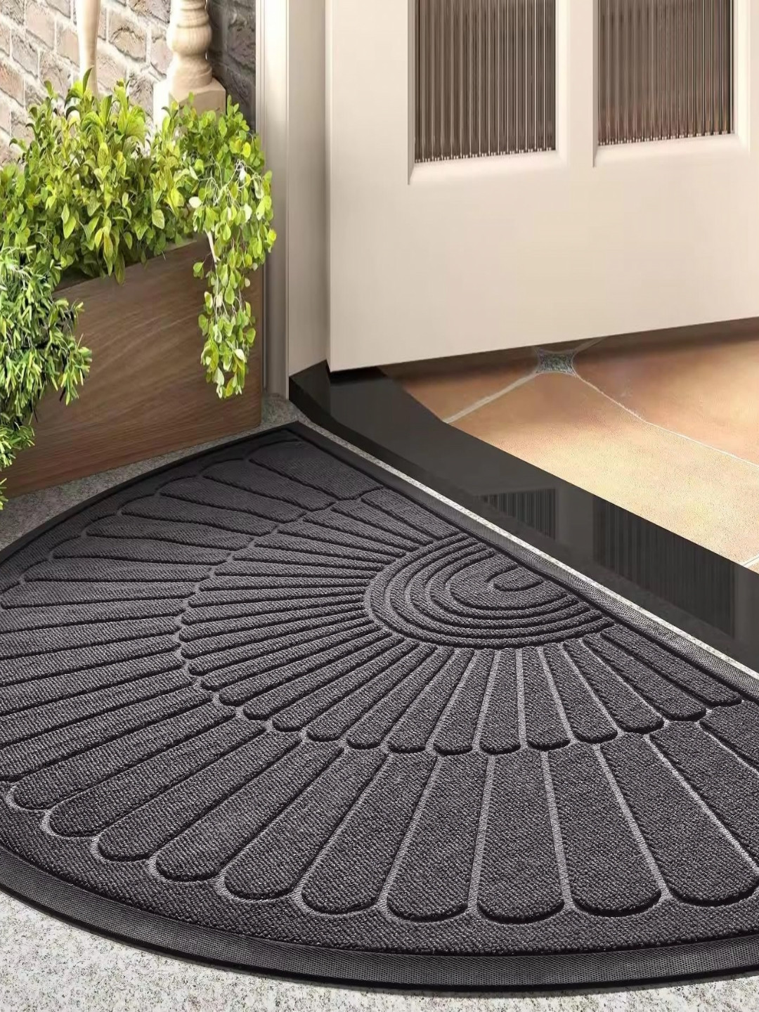 AaHo Decor Semi-Circle Grey Self-Designed Anti-Skid Doormat