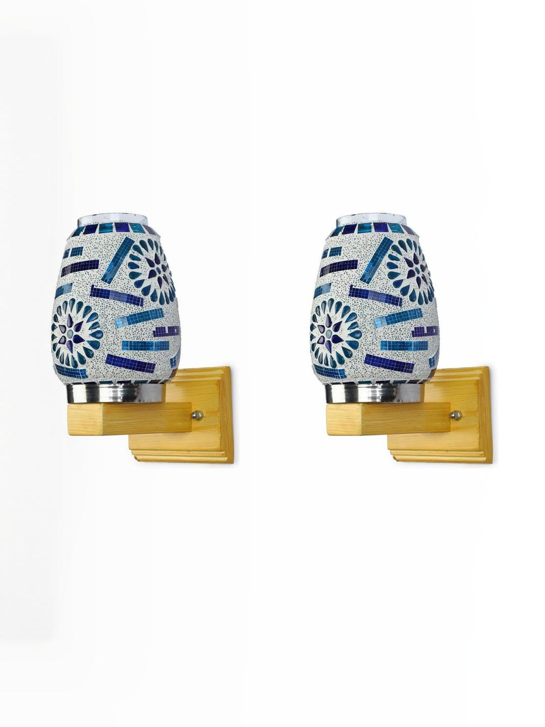 Somil Premium Designer Glass Wall / Night Lamp  Elegant & Stylish Dcor Accent for Modern Interiors, color-  Blue, Firozi, White Size- 18.5 X 28 X 26 CM