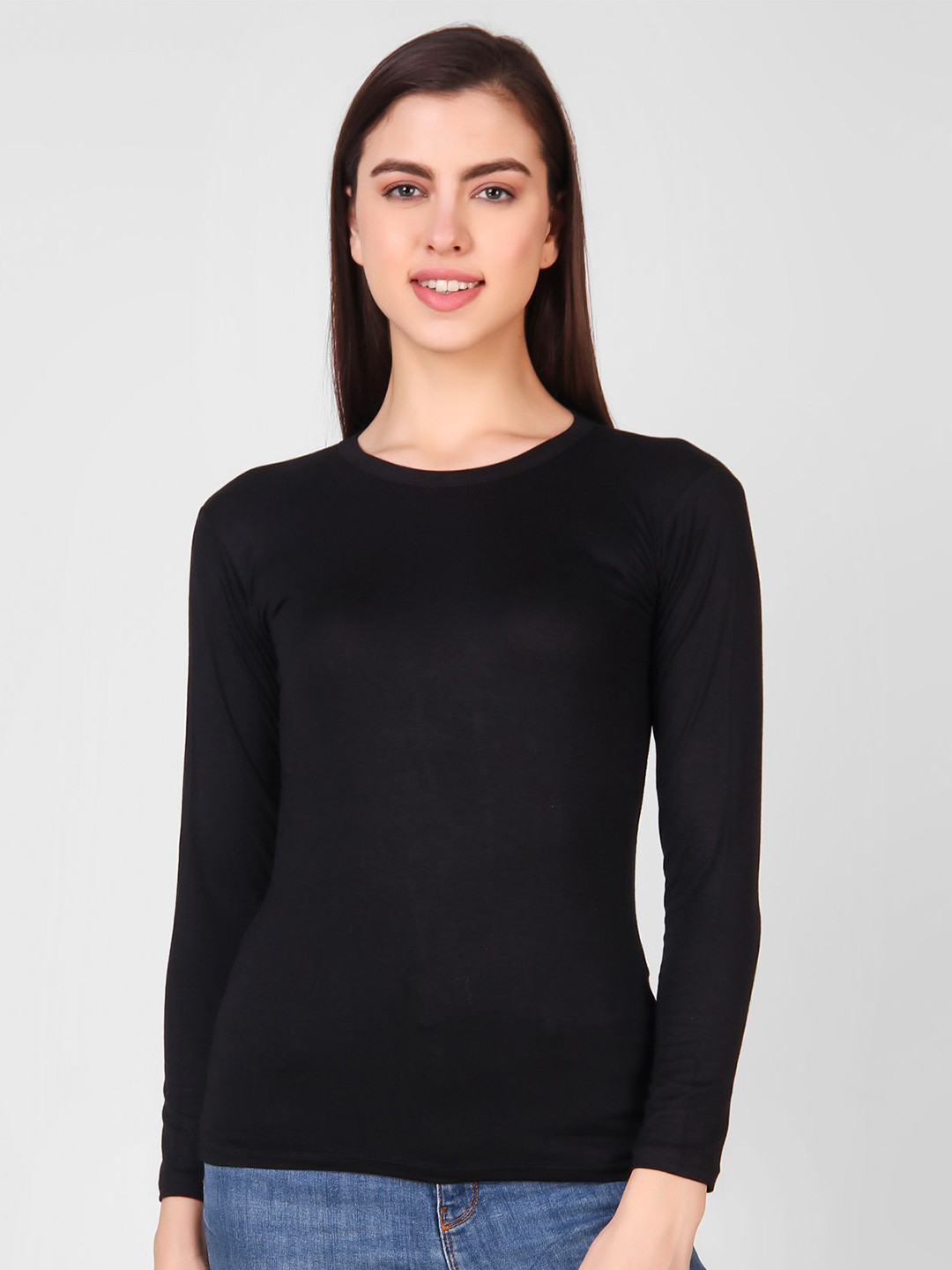 69 FASHION STREET Women Slim Fit Round Neck Full Sleeve Cotton T-Shirt Top