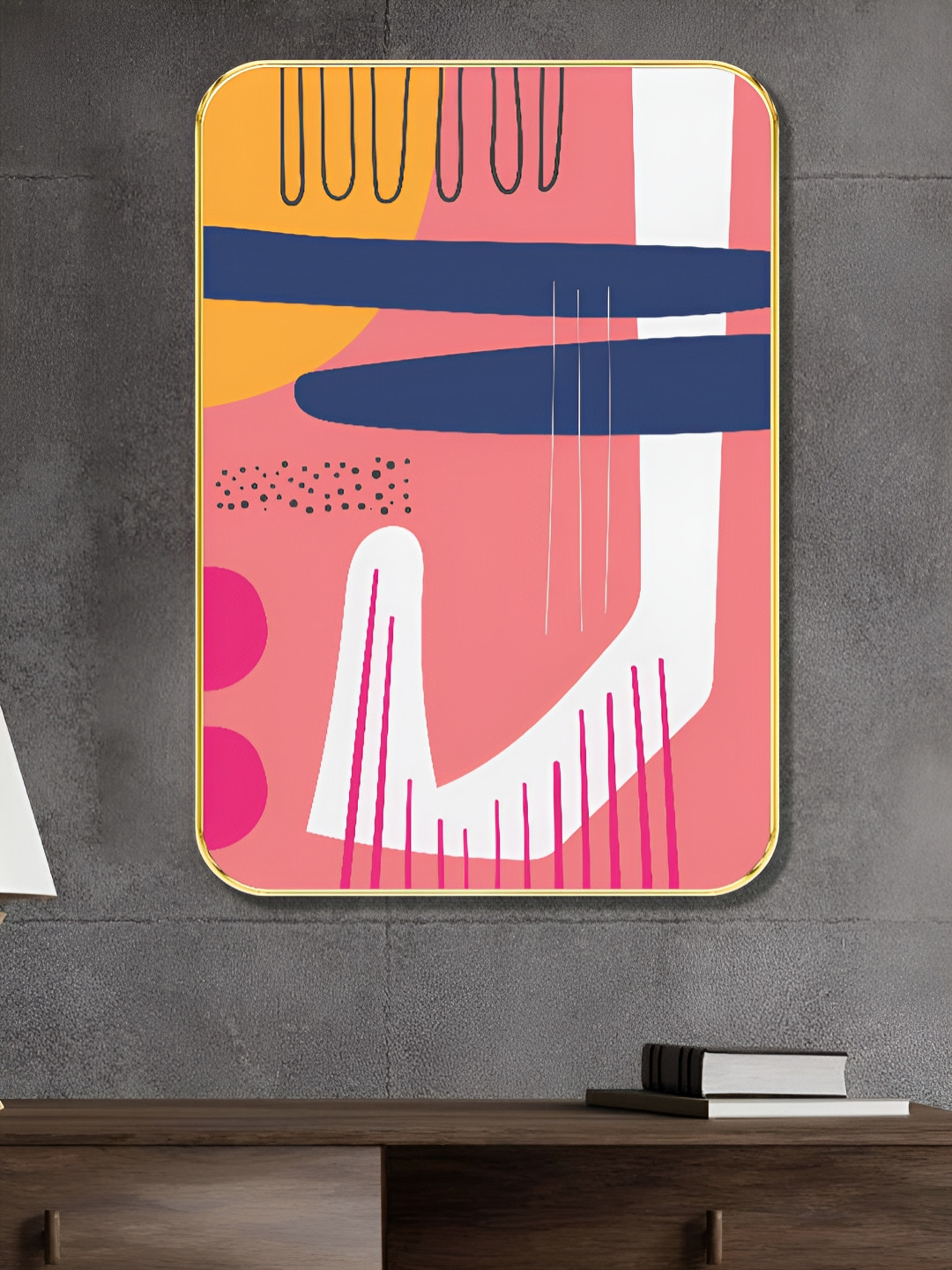 Livin'luxe Pink & White Modern Abstract Rectangle Wall Art