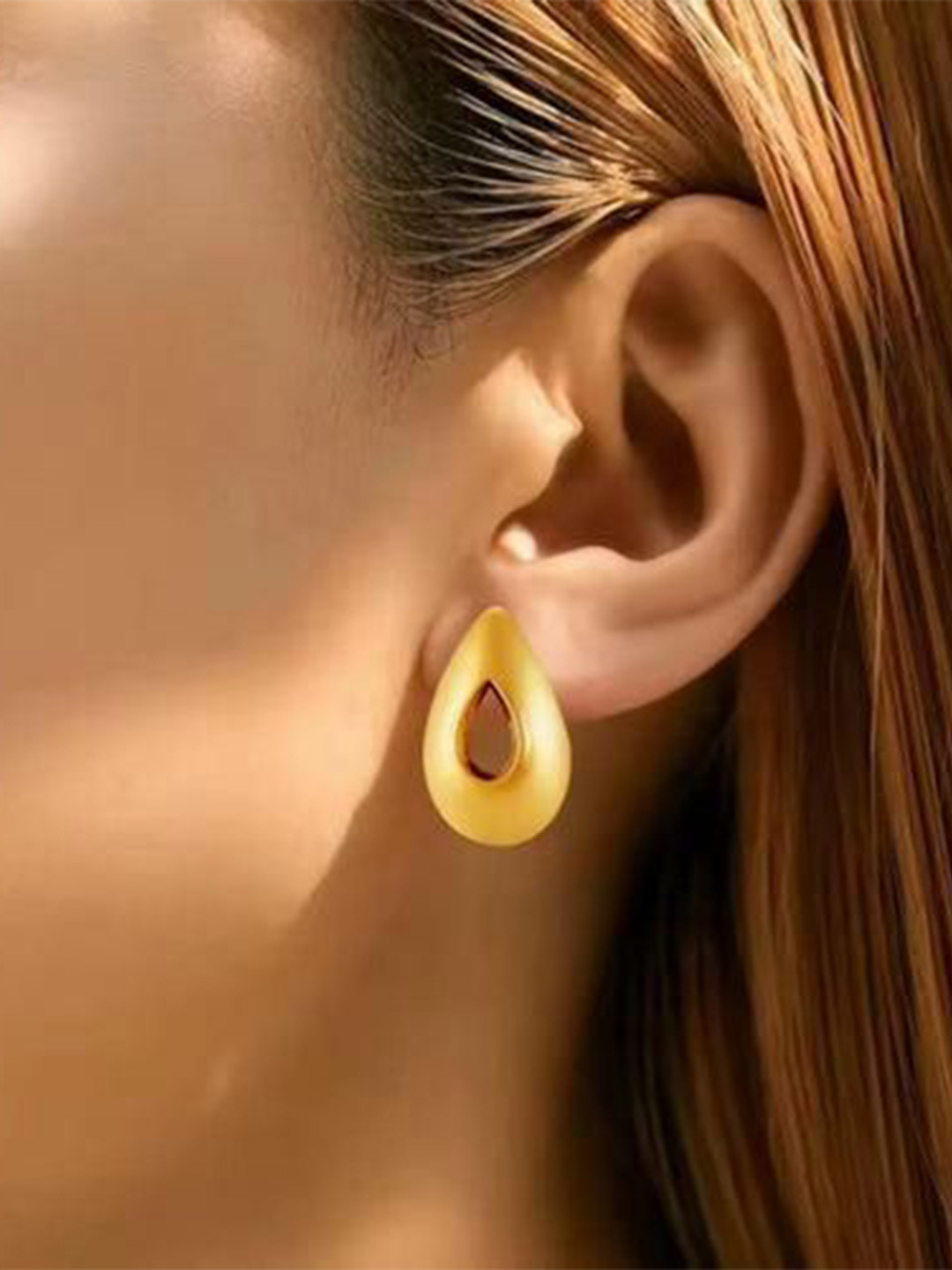 THEPANDASTOREE Waterproof Gold-Toned Teardrop Earrings