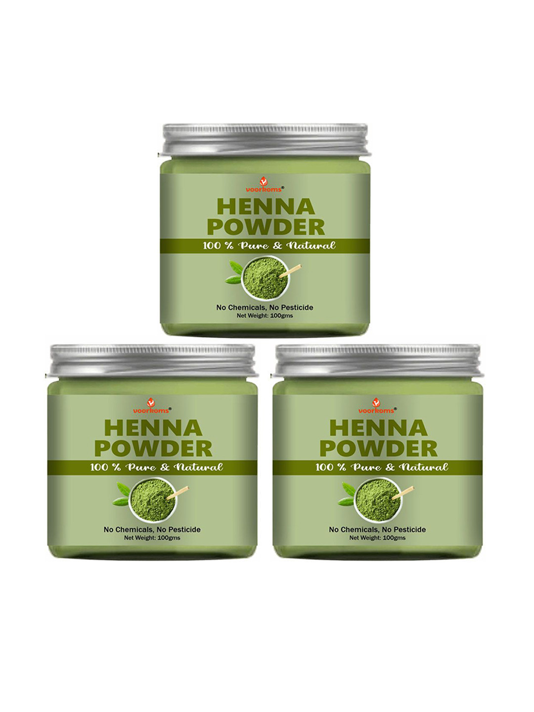 VOORKOMS Set Of 3 Heena Powder For Hair Colour - 100 g Each
