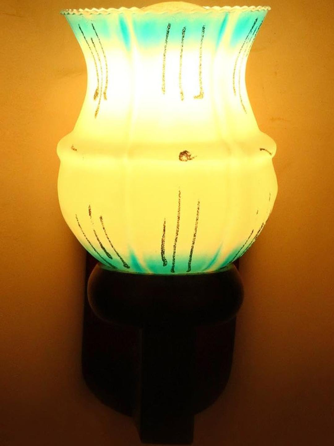 Somil Premium Designer Glass Wall / Night Lamp  Elegant & Stylish Dcor Accent for Modern Interiors, color- Blue, Size:- 17 X 17 X 12 CM