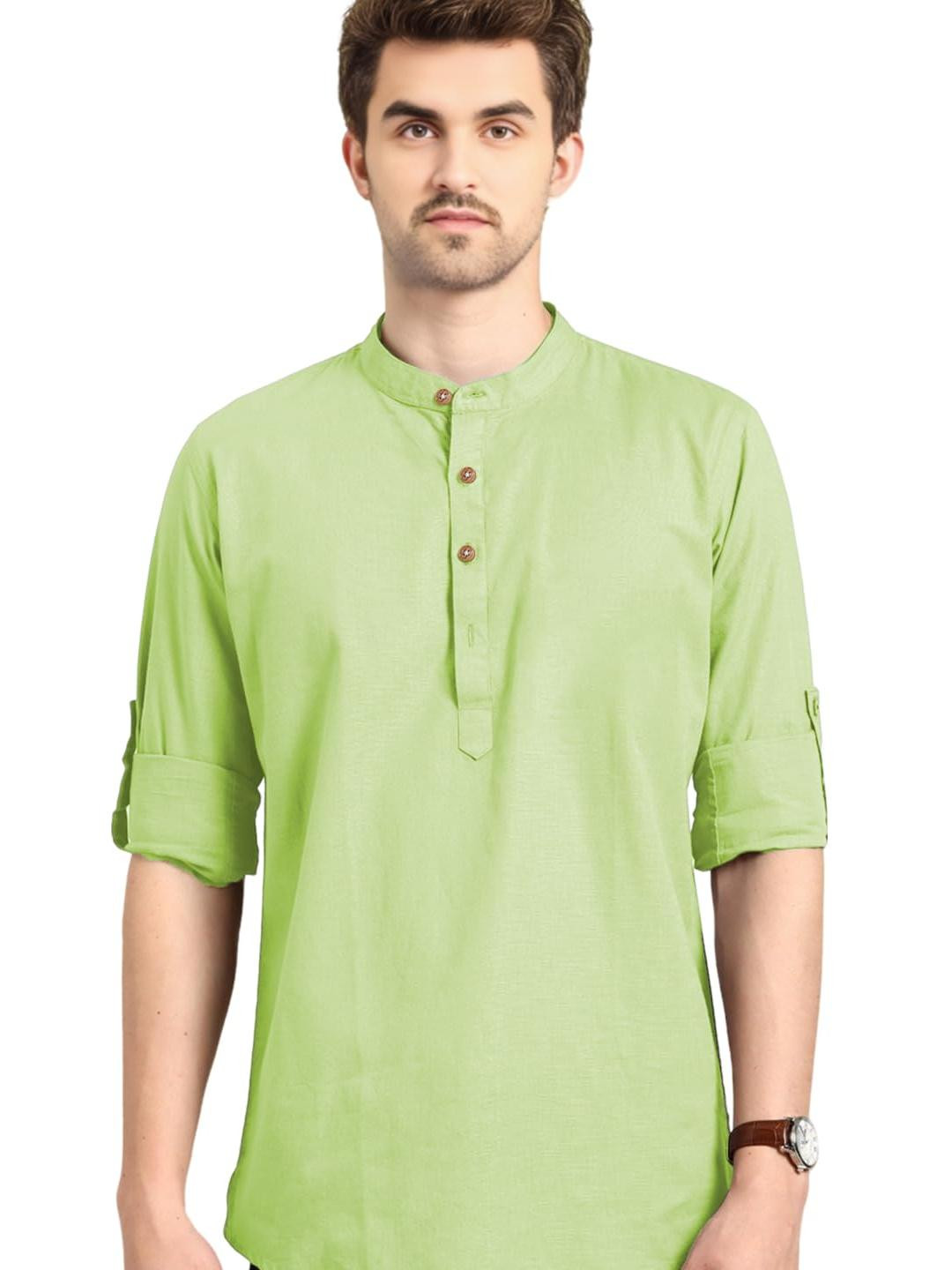 BHUVIKOO Men Sea Green Kurtas