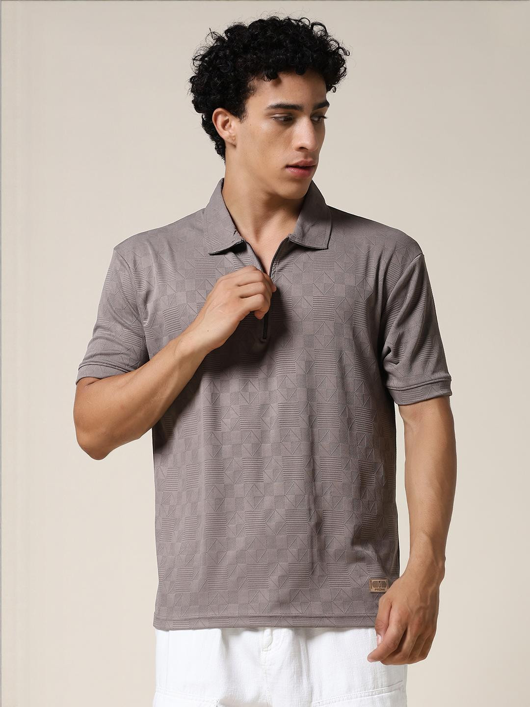 Men's Relaxed Fit Textured Polo T-Shirt