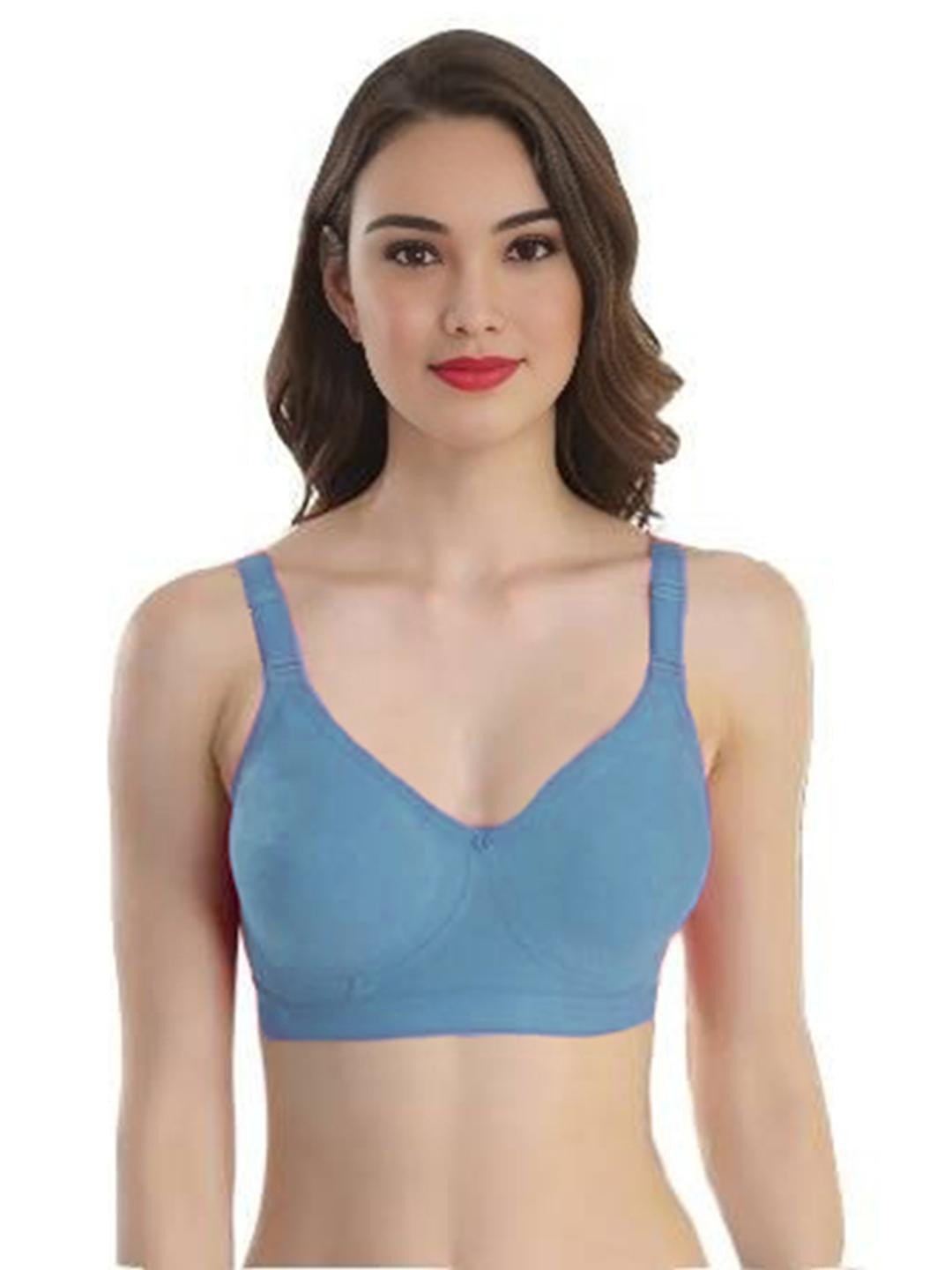 BRAAFEE Women Blue Non Padded Cotton Full Coverage C-Cup Bra