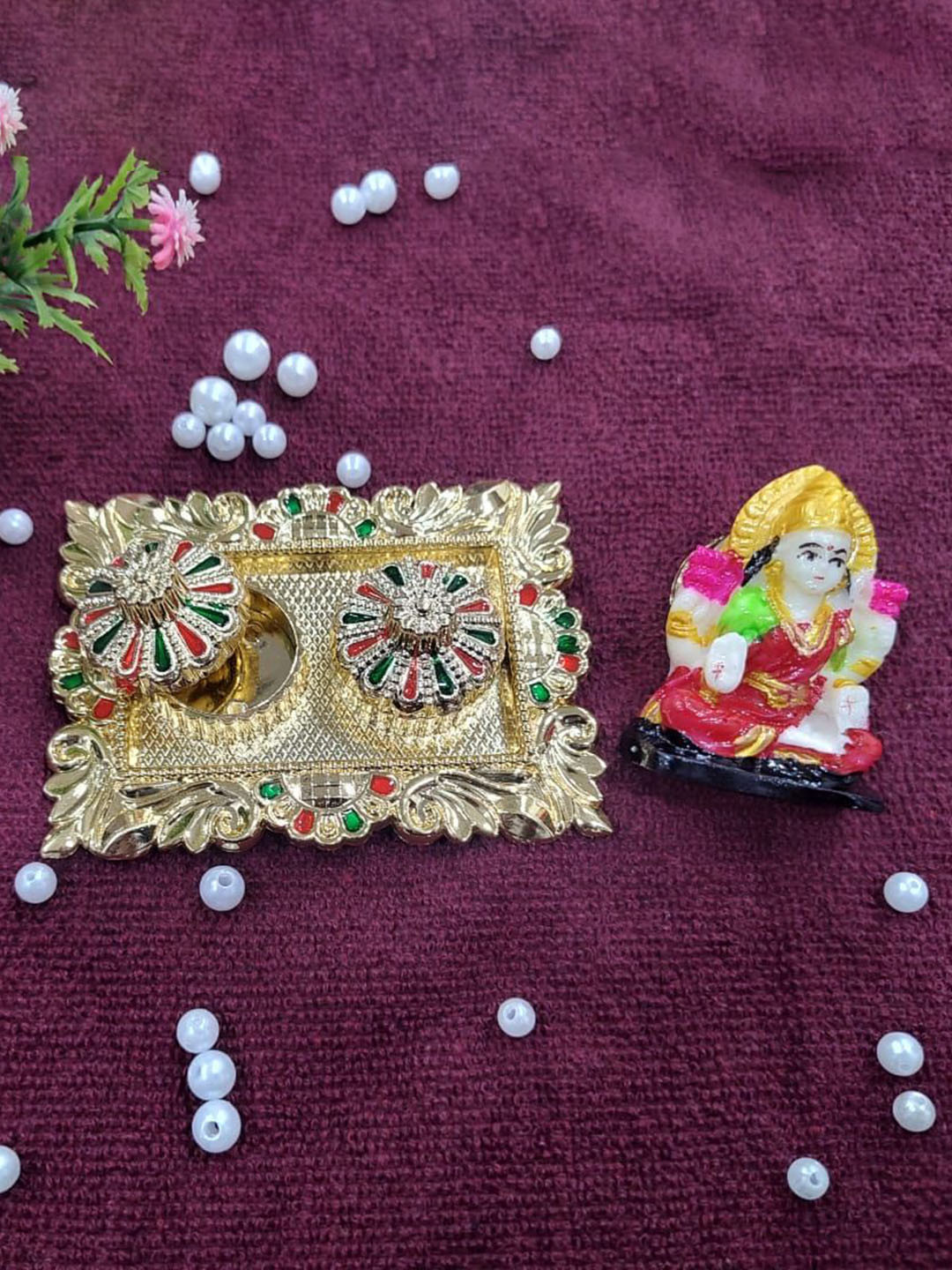 Nutts Ganesha Rakhi With Pooja Plate Roli Chawal & Rakhi Gifts Set