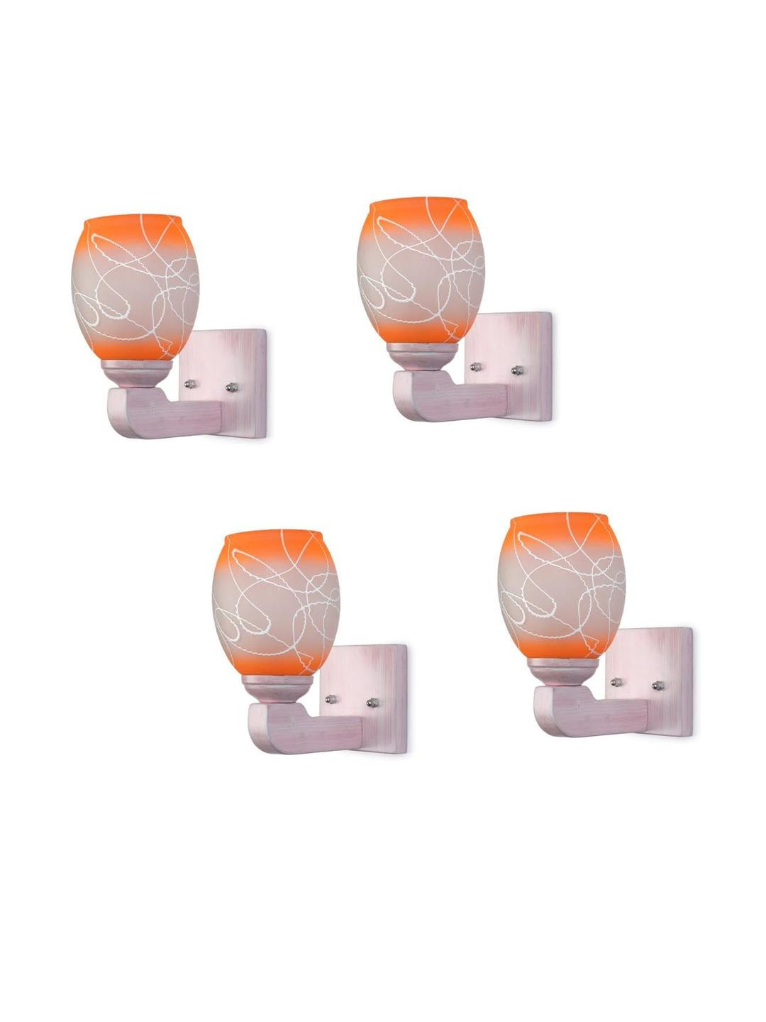 Somil Premium Designer Glass Wall / Night Lamp  Elegant & Stylish Dcor Accent for Modern Interiors, color- Orange, White, Size- 21 X 26 X 22.5 CM