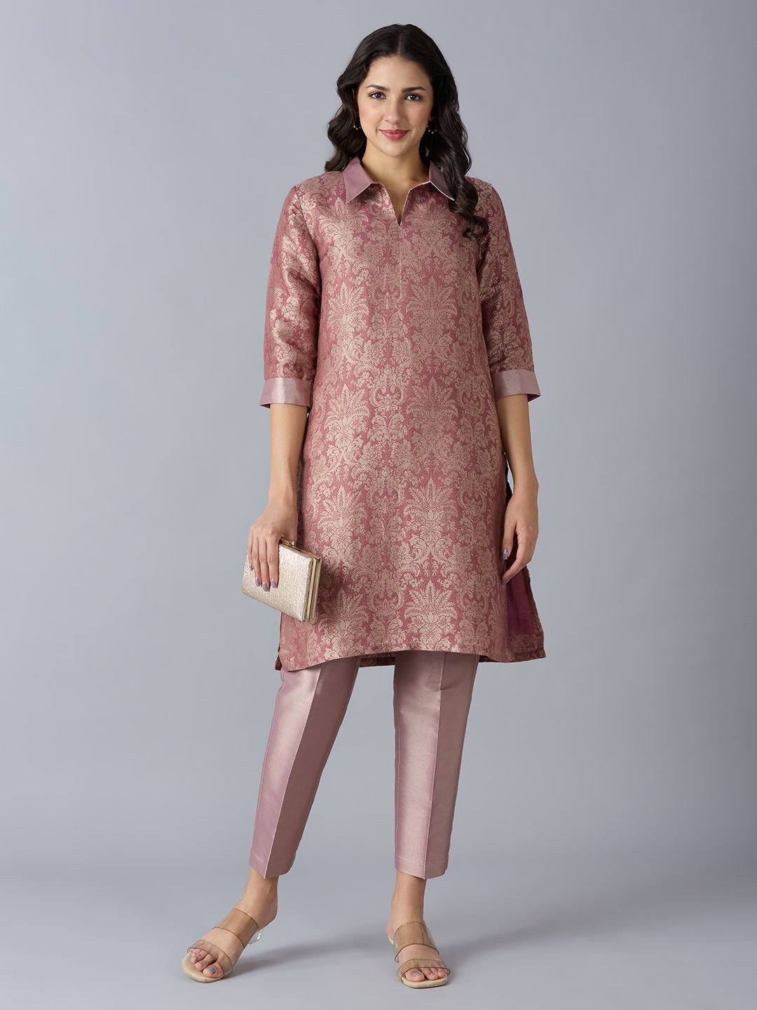 Cloth Haus India Women Woven Design Daily Straight Kurta