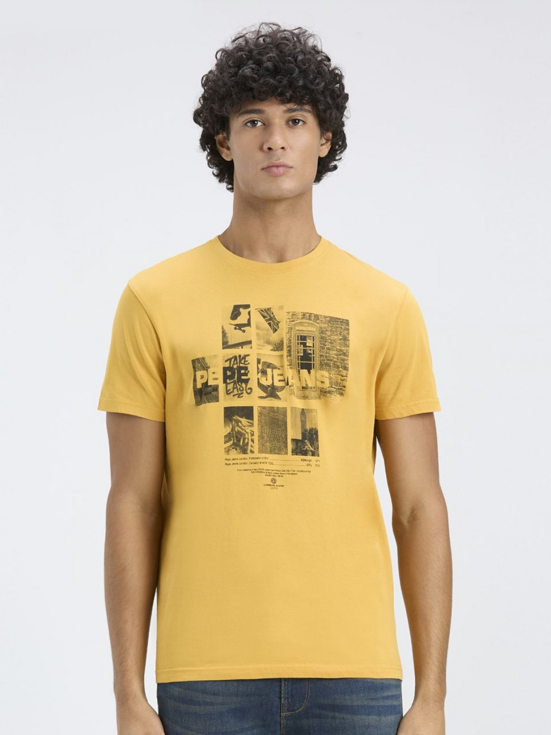 Pepe Jeans Men Graphic Printed Round Neck Pure Cotton T-shirt