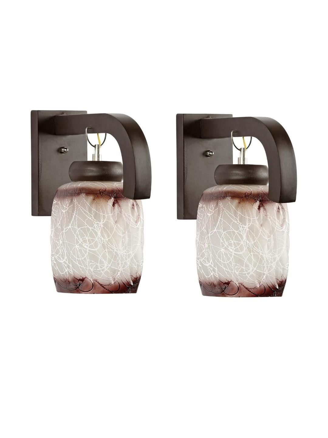 Somil Premium Designer Glass Wall / Night Lamp  Elegant & Stylish Dcor Accent for Modern Interiors, color- Brown, White, Size:- 16 X 28 X 28.5 CM
