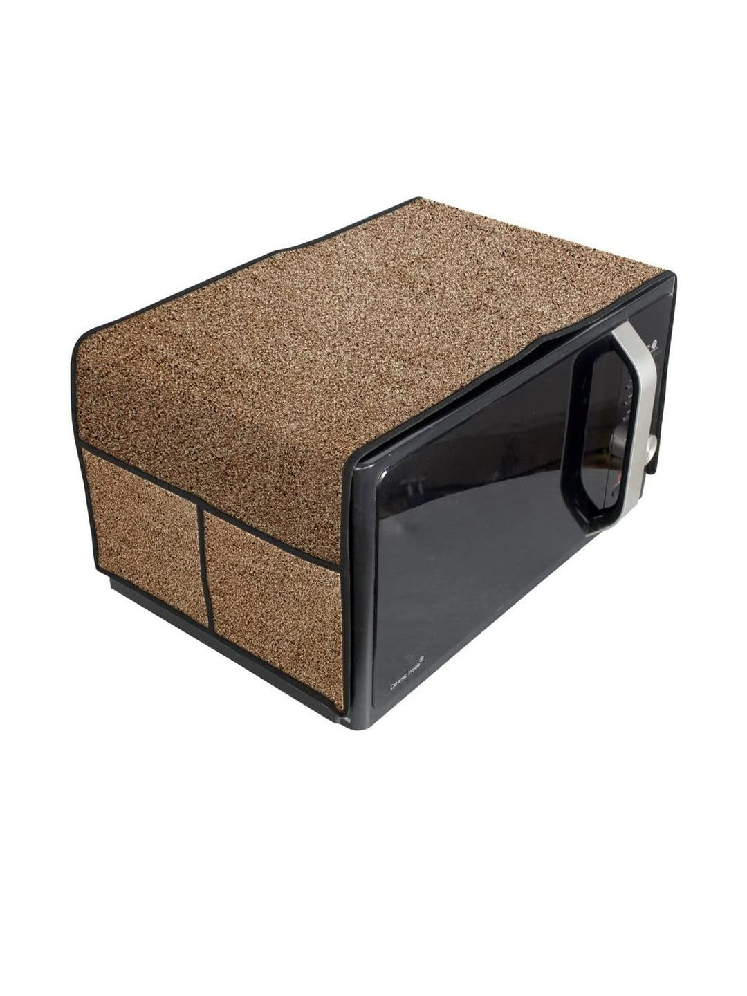 The Furnishing Tree Waterproof & Dustproof PVC Microwave Oven Top Cover with 4 Utility Pockets Sand