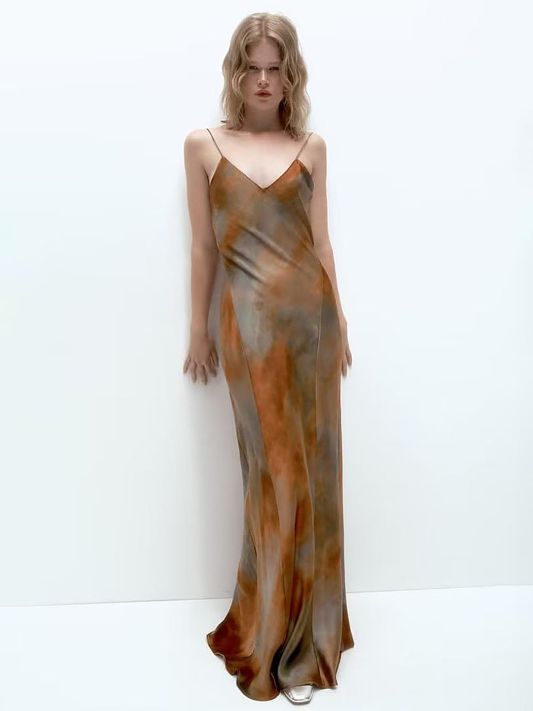 LULU & SKY Women Abstract Printed Backless Shoulder Straps Maxi Dress