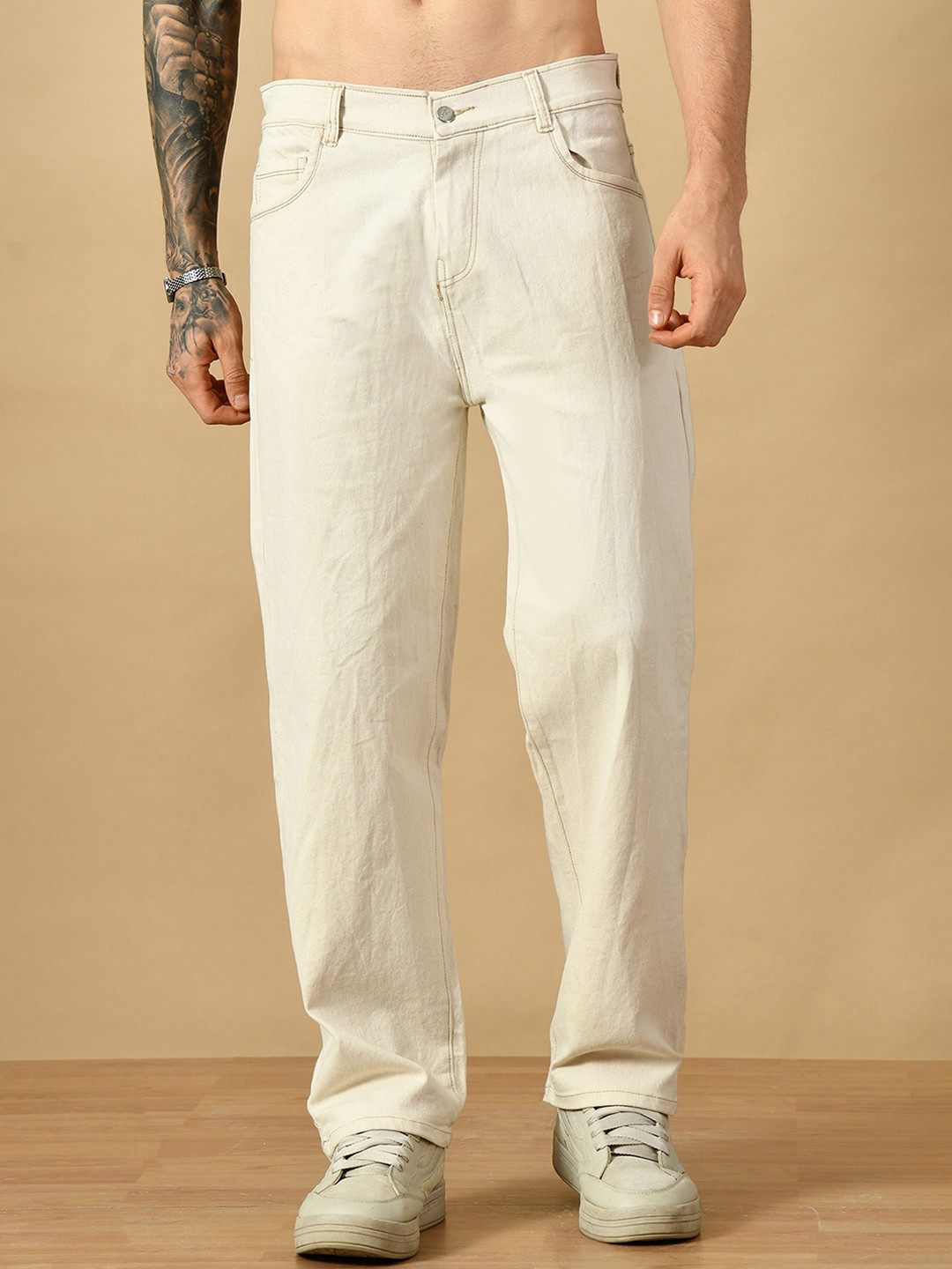 COMFITS Men Cotton Classic Low-Rise Stretchable Denim Baggy Jeans