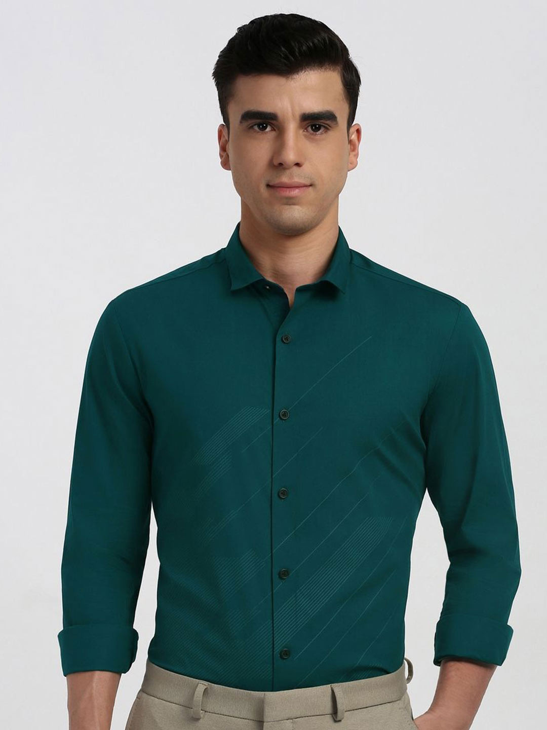 Peter England Men Slim Fit Multi Cotton Spread Collar Casual Cotton Shirt