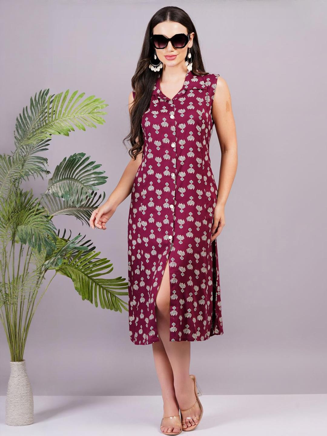 Jyoti  Viscose Rayon Floral Print A-Line Dress
