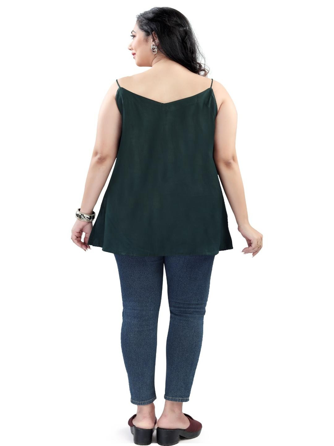 Avantrys Women's Spaghetti Rayon Solid Tunic