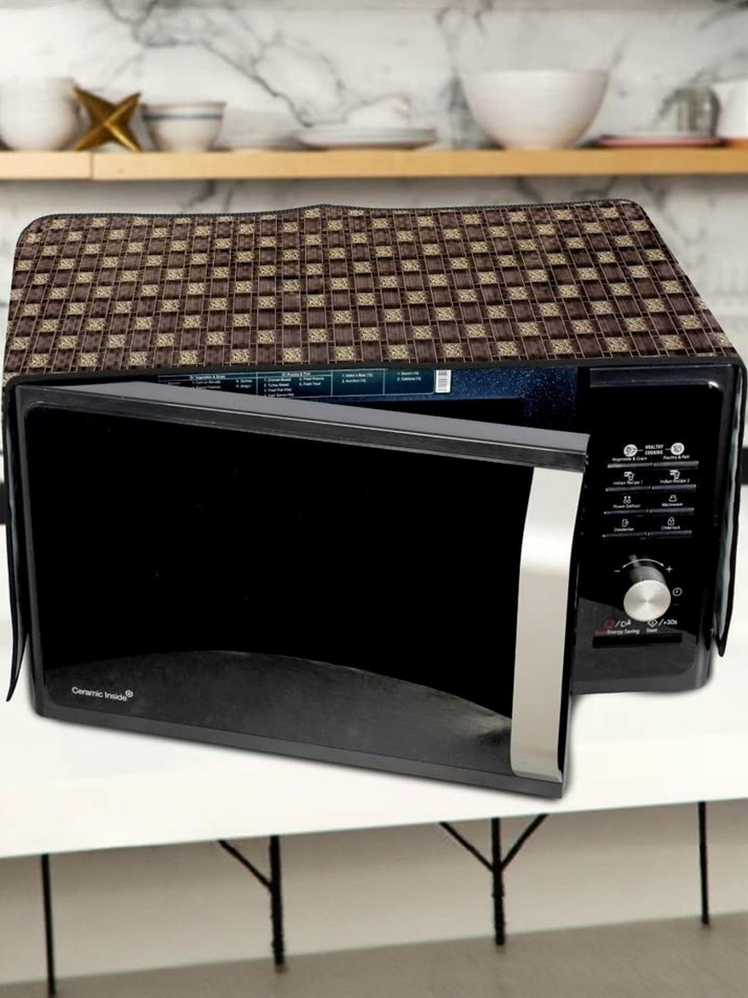 The Furnishing Tree Waterproof & Dustproof PVC Microwave Oven Top Cover with 4 Utility Pockets Bask