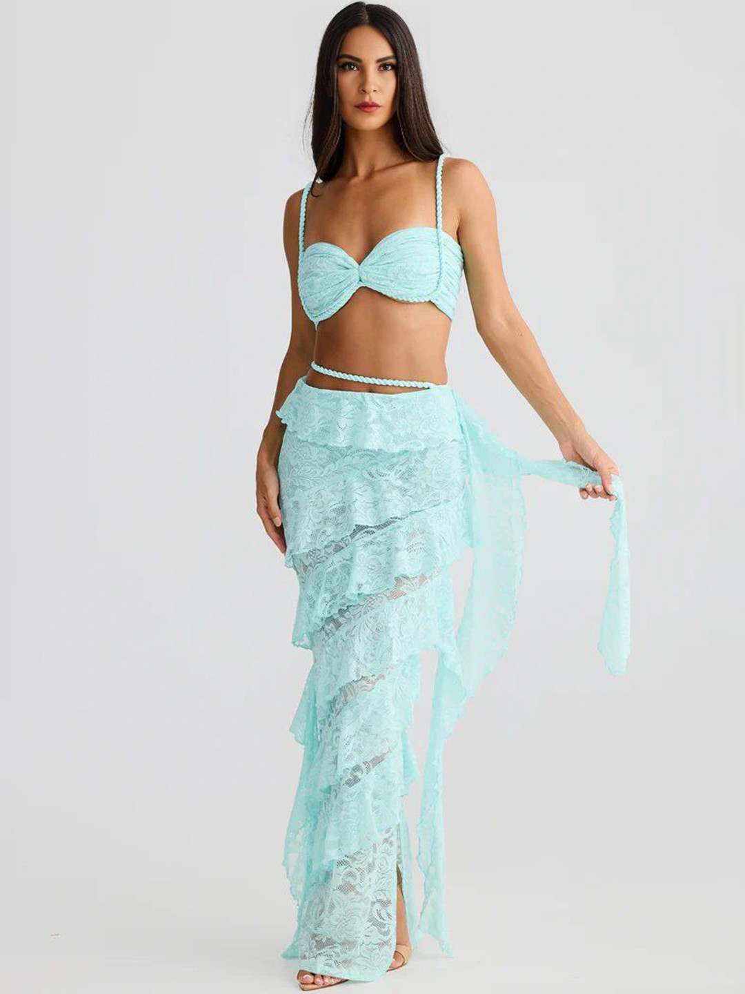 Bee Boe Women Rope Detail Aqua Bralette Crop Top